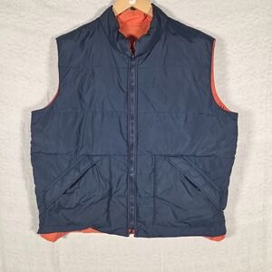 Vintage Kentfield Goose Down Puffer Vest Navy Blue Orange Reversible Men's L